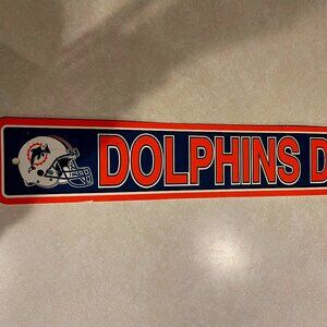 NFL Official Miami Dolphins Drive Street Sign 24'' x 4'' Vintage Light Scratched